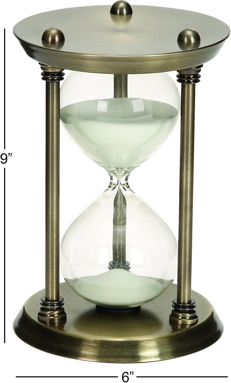 DecMode 6" x 9" Brass Metal Hourglass Sand Timer, 1-Piece