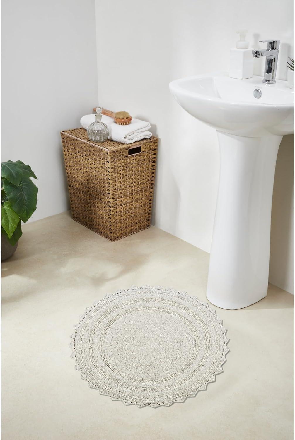 Better Trends Lilly Crochet 100% Cotton Tufted Reversible Bath Rug 30" Round - Ivory