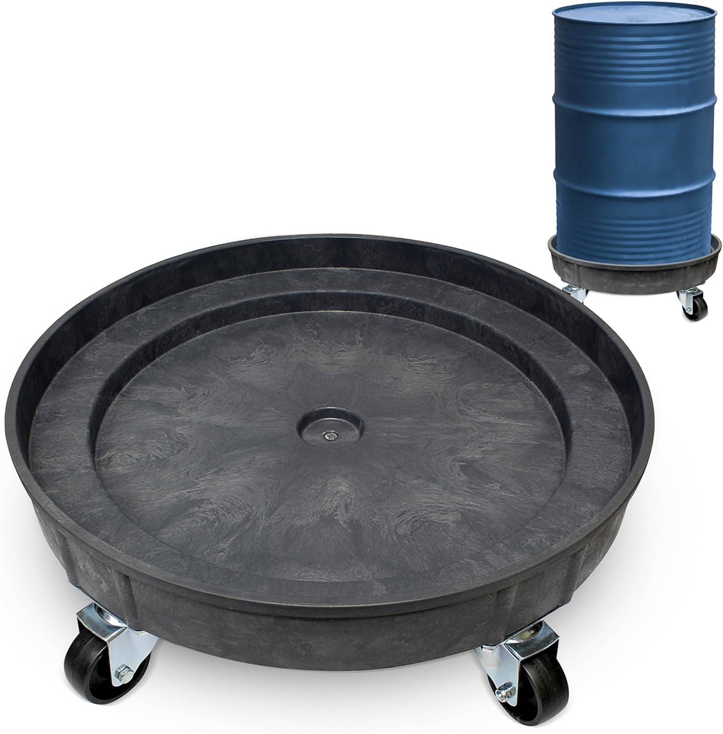 Heavy-Duty Black Poly 55 Gallon Drum Dolly with Swivel Casters