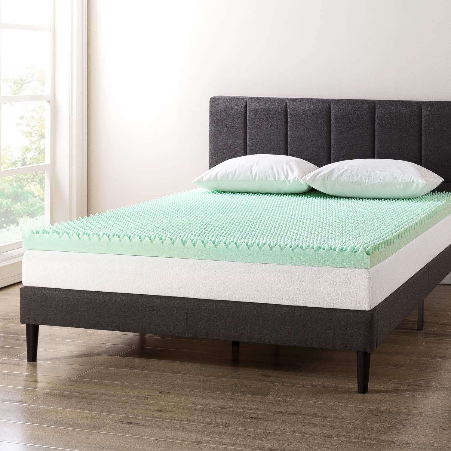 Crown Comfort 3 Inch Egg Crate Memory Foam Mattress Topper with Calming Aloe Infusion Twin