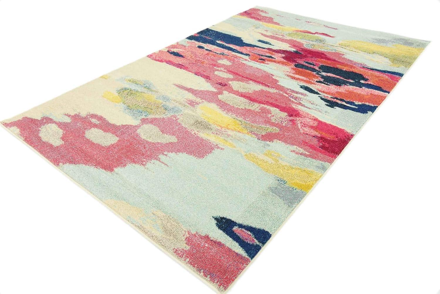 Unique Loom Estrella Collection Area Rug - Laurnell (5' 1" x 8' Rectangle Pink/Orange)