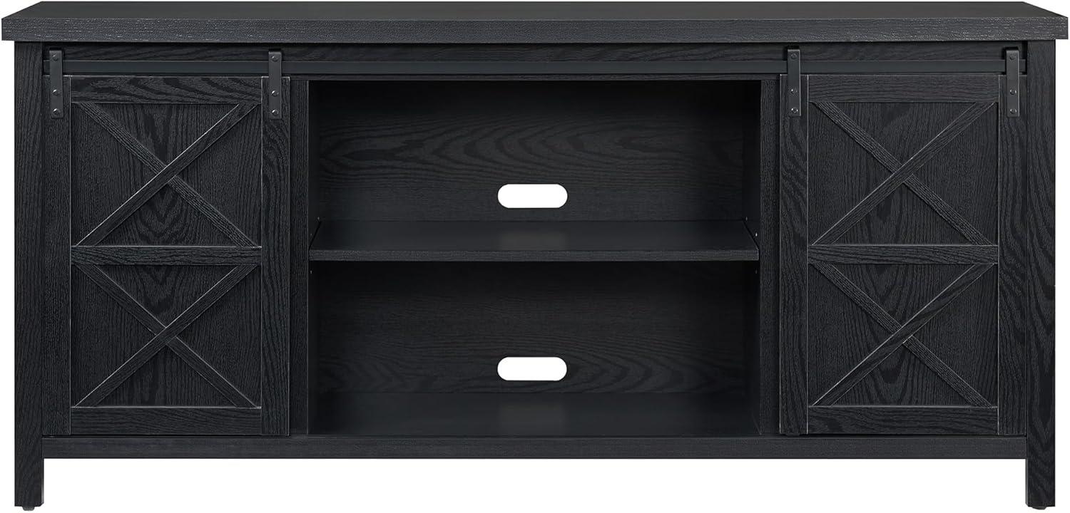 Evelyn&Zoe Elmwood Rectangular TV Stand for TV's up to 75", Black Grain