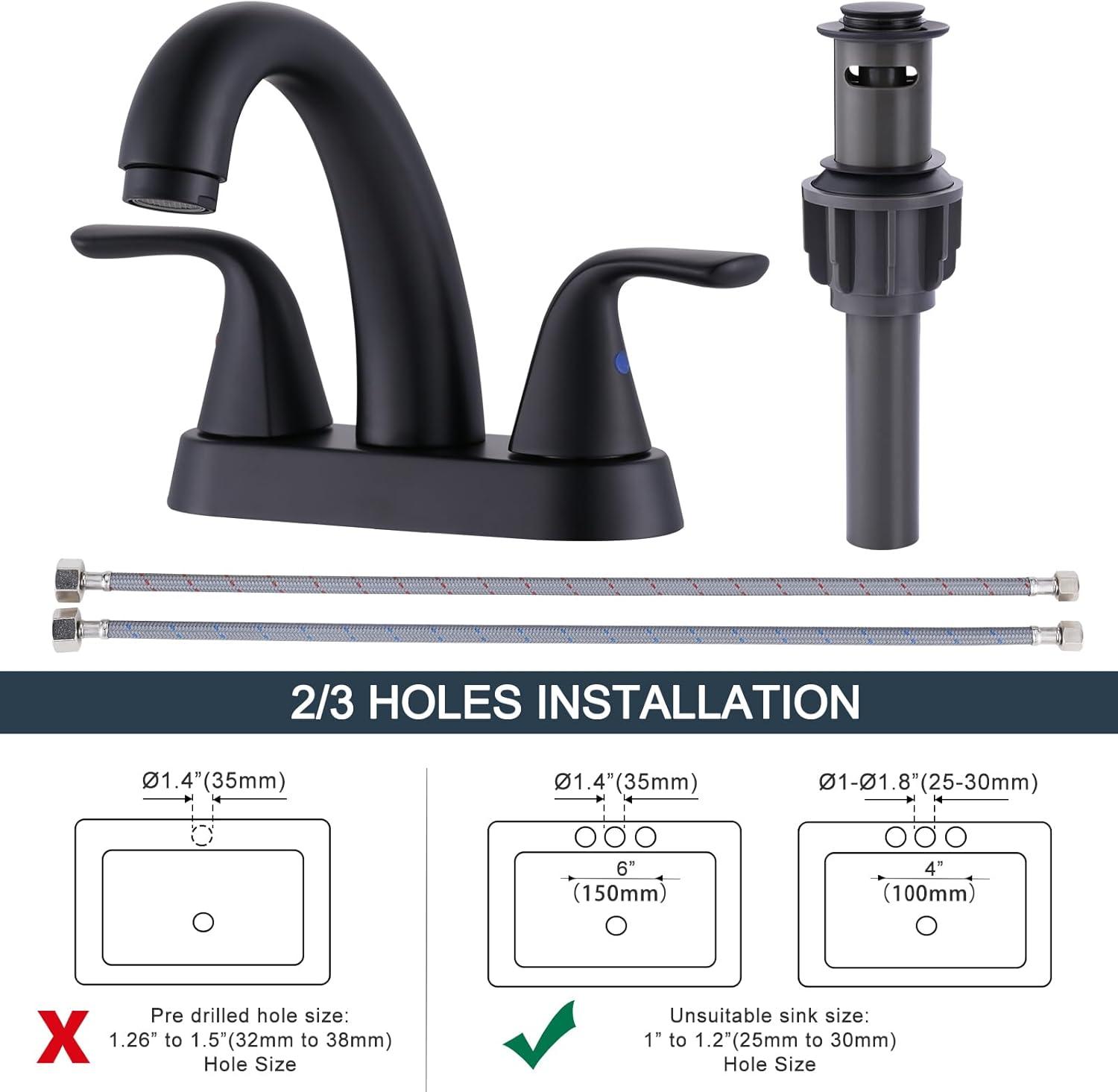 1.2 Flow Centerset Bathroom Sink Faucet with Drain