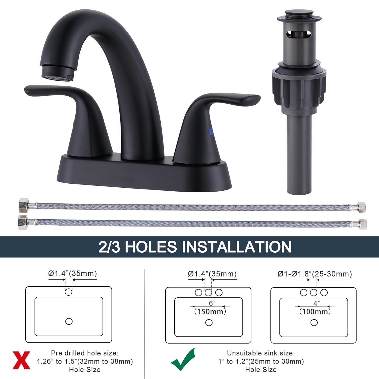 1.2 Flow Centerset Bathroom Sink Faucet with Drain