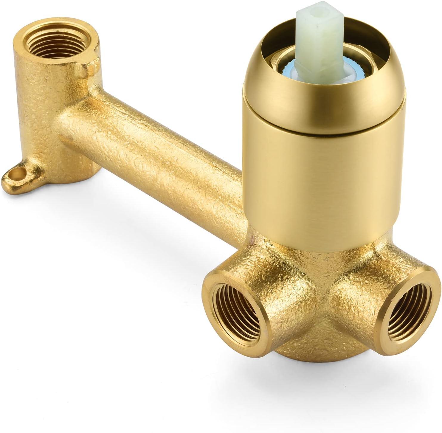 SUMERAIN Wall Mount Bathtub Faucet Tub Filler with Valve Brushed Gold