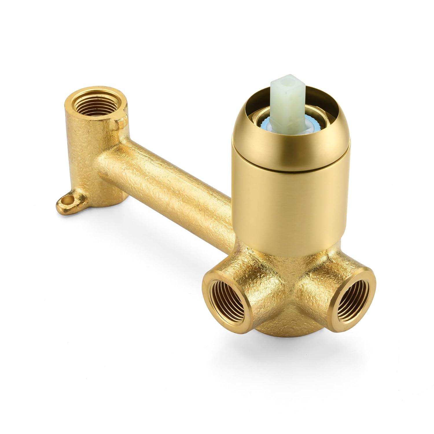 SUMERAIN Wall Mount Bathtub Faucet Tub Filler with Valve Brushed Gold