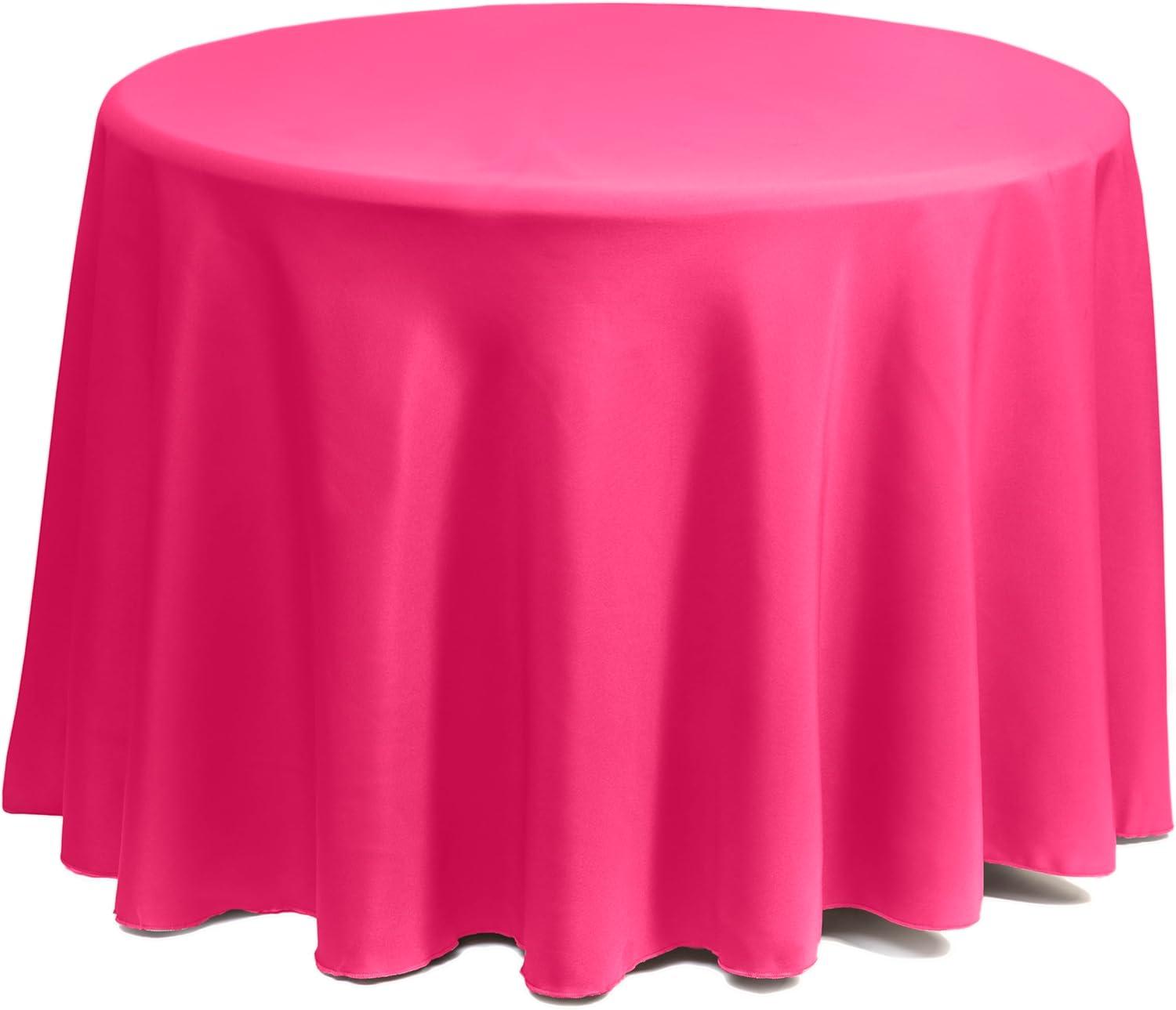 Gee Di Moda Round Tablecloth - 70 Inch - Heavy Duty Washable Polyester - for 24 to 48 Inch Round Tables - Fuchsia