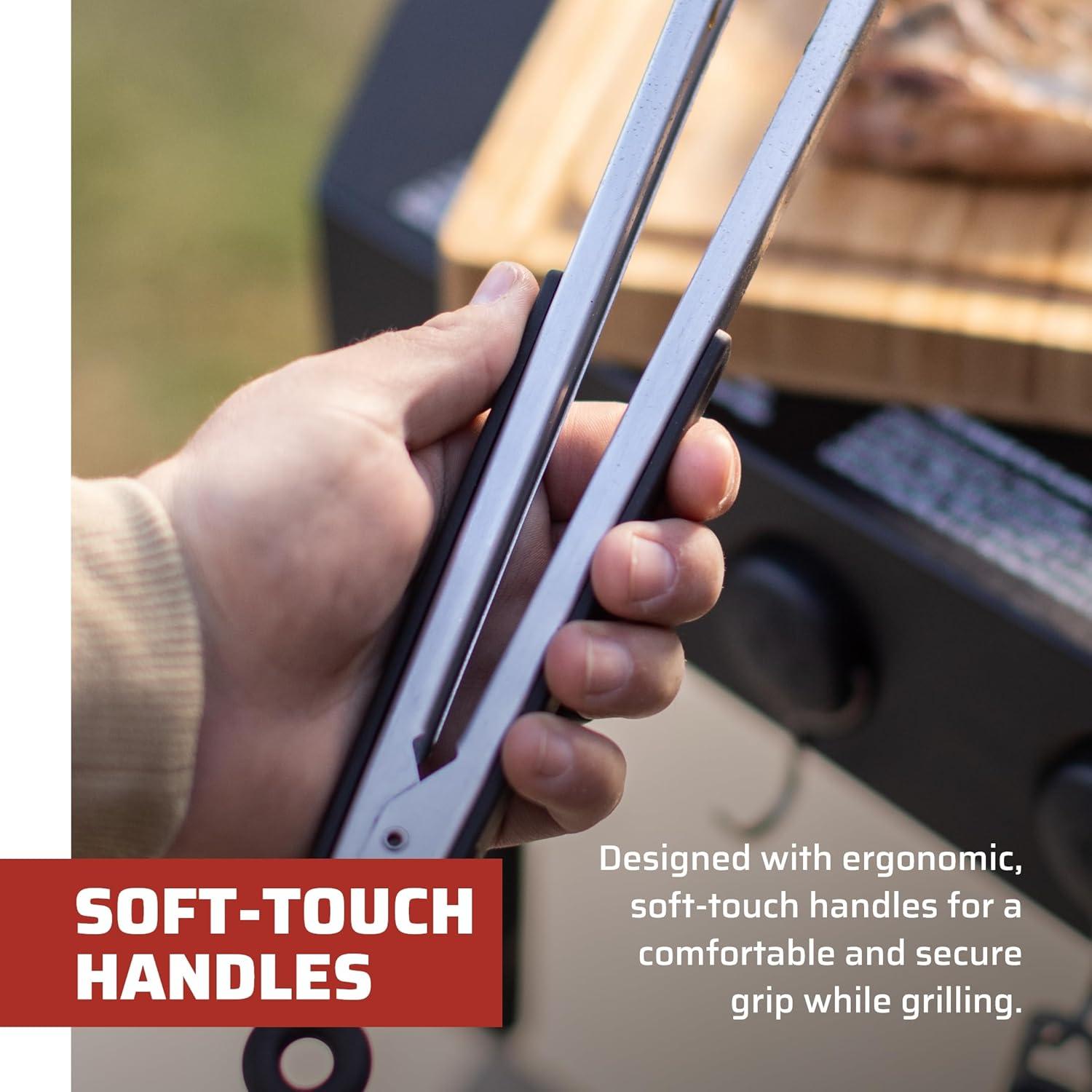 Camp Chef Griddle Essentials Kit - Flat-Top Griddle Accessories Include 2 Grill Spatulas, Grilling Tongs, Grill Scraper, 2 Squeeze Bottles & Magnetic Bottle Holder