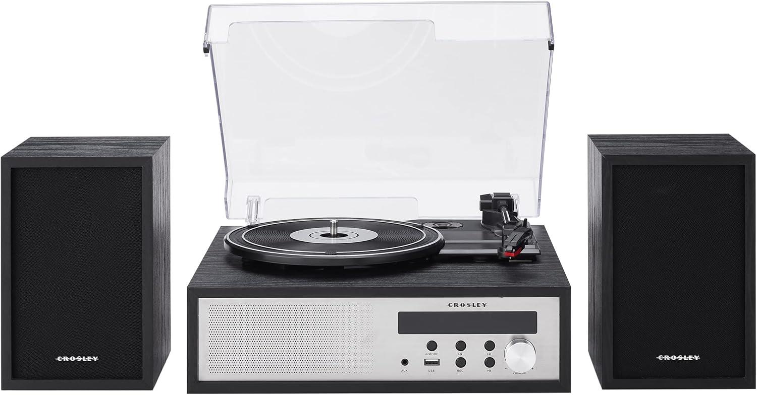 Crosley Sloane Shelf System Vinyl Record Player - Black