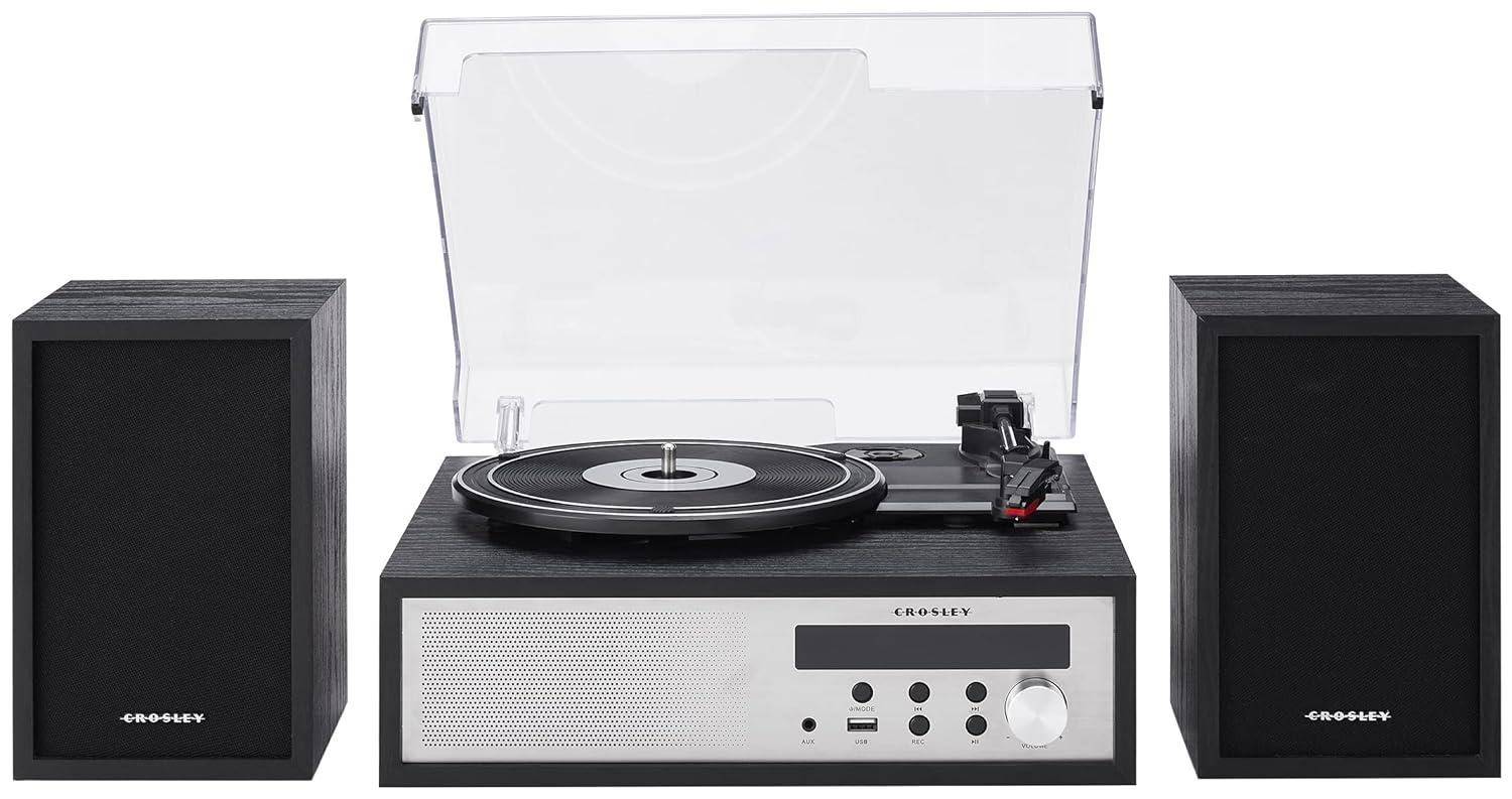 Crosley Sloane Shelf System Vinyl Record Player - Black