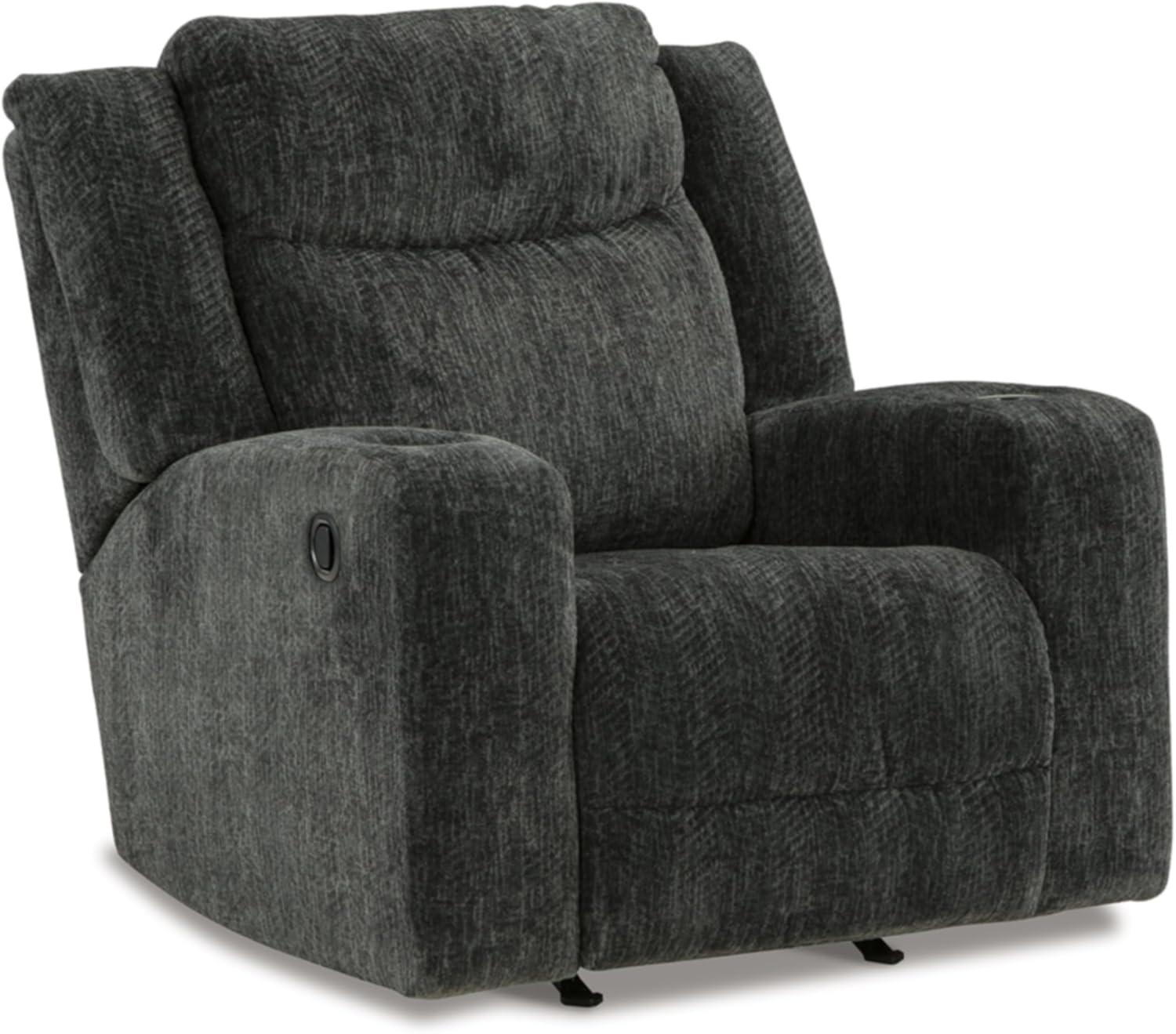 Black Velvet Modern Recliner with Cup Holders