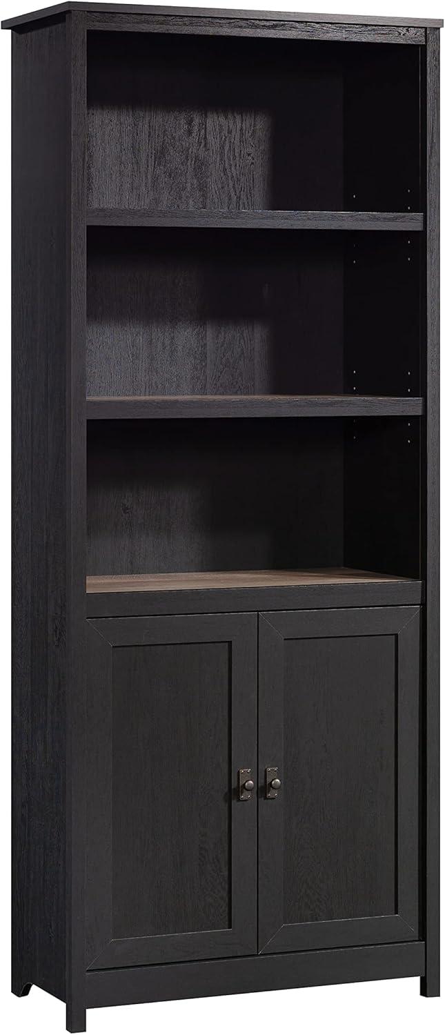 Raven Oak 5-Shelf Adjustable Library Bookcase with Doors