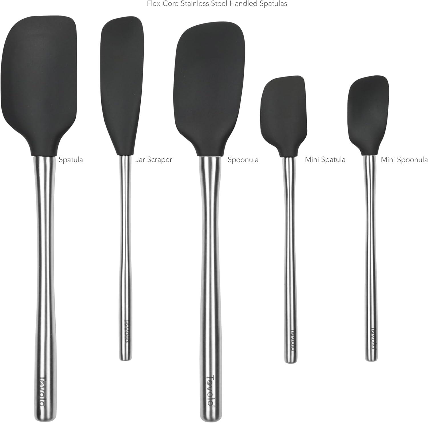 Black Silicone and Stainless Steel 5-Piece Spatula Set