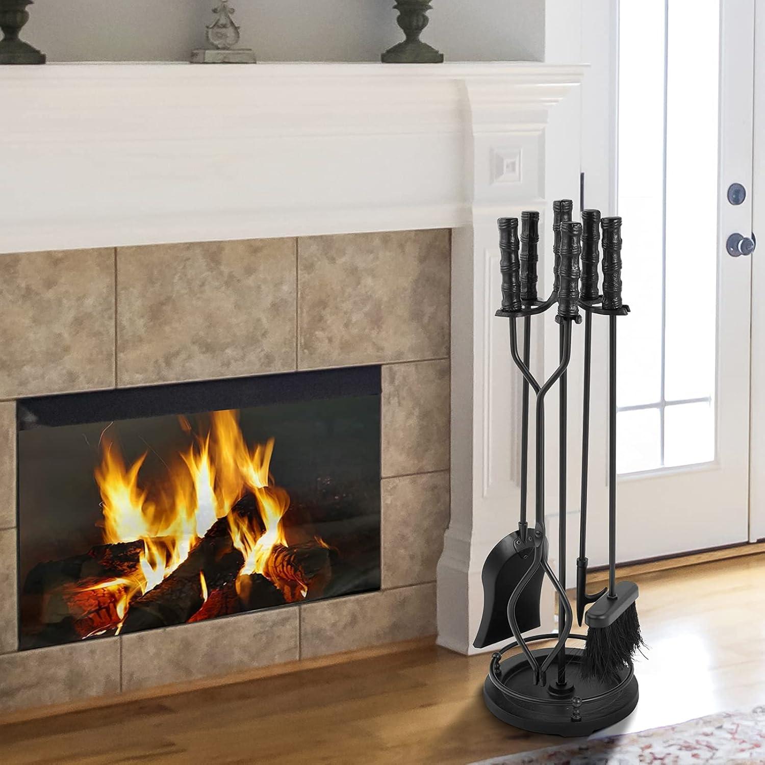 Red Barrel Studio® Rougui 5 Piece Iron Fireplace Tool Set