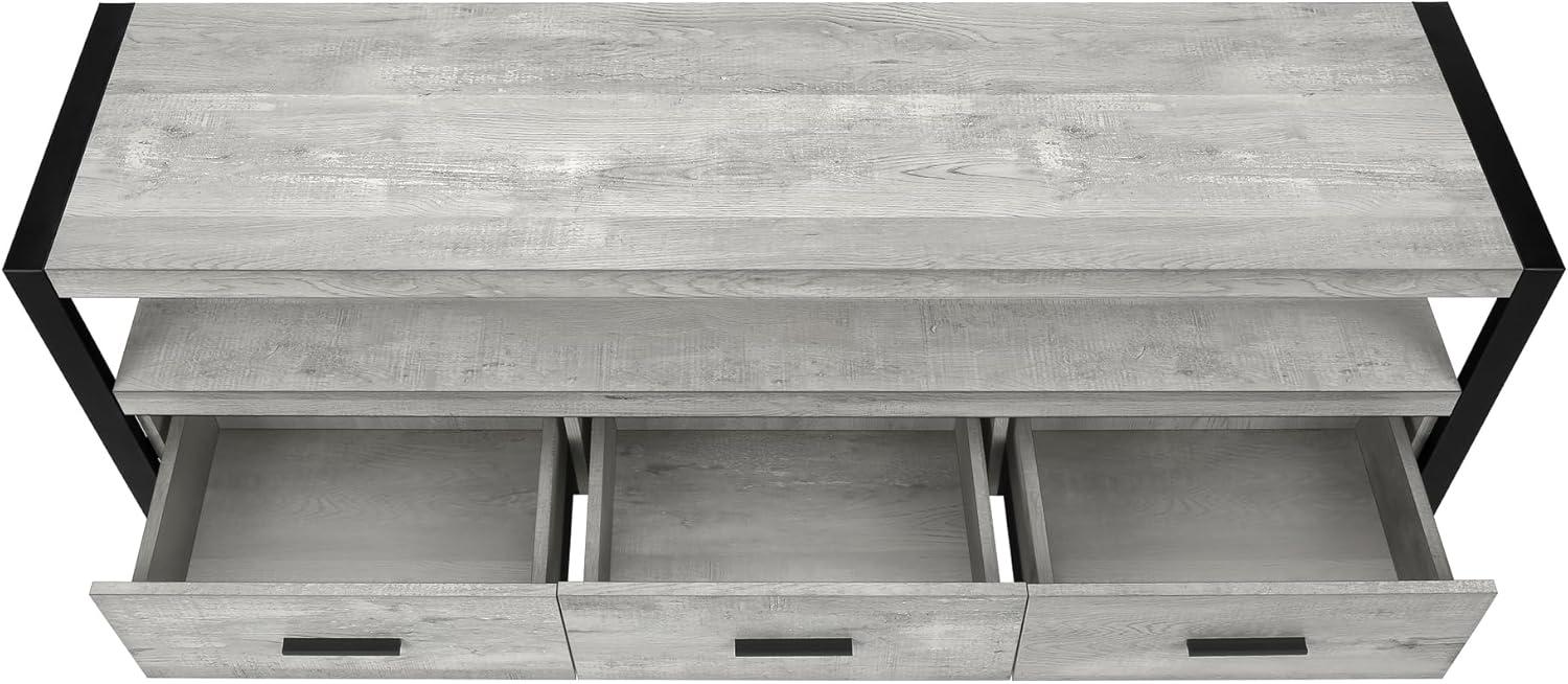 Monarch Specialties Tv Stand 60 Inch Console Media Entertainment Center Storage Drawers Metal Laminate Grey Black Contemporary Modern