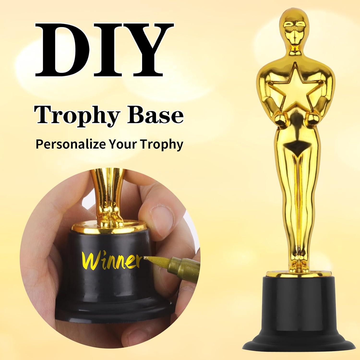 WINKIO Gold Award Trophies，Gold Award Statues, Pack of 6 Mini Trophies, Plastic Trophy Award for Competition,Events, Sports, Party Decorations,Award Ceremony and Appreciation Gift