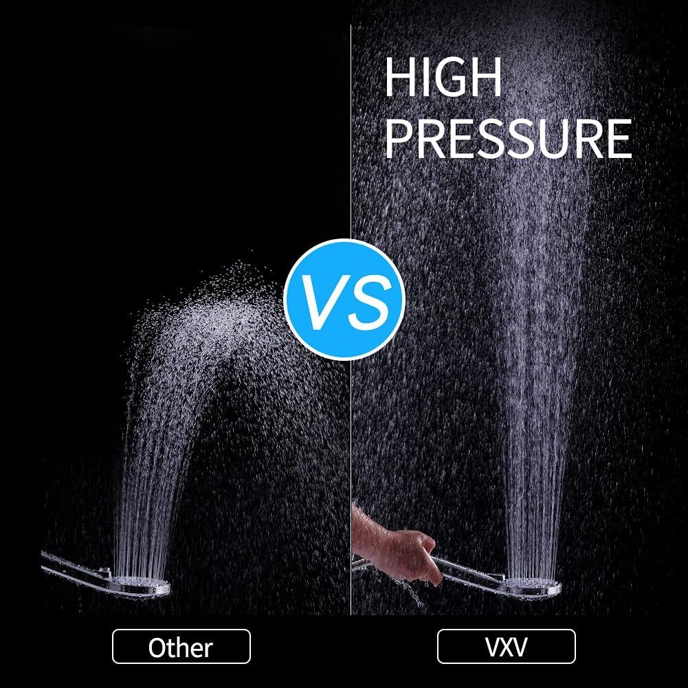 VXV Bathroom Handheld Shower Head with on off Switch, 6 Spray Setting Removable Hand Held Showerheads with 6 FT Stainless steel Hose and Adjustable Angle Bracket(Chrome)