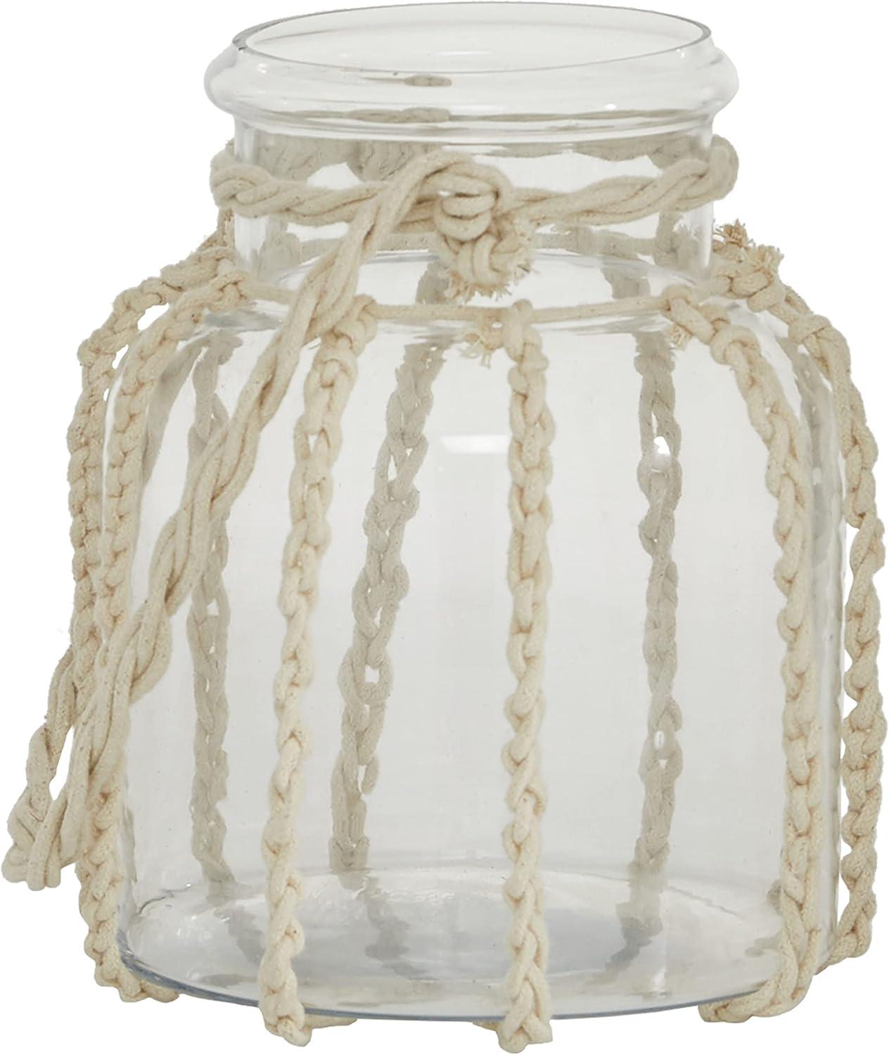 Coastal Charm Wooden Hanging Candle Lantern, 8" Clear Glass