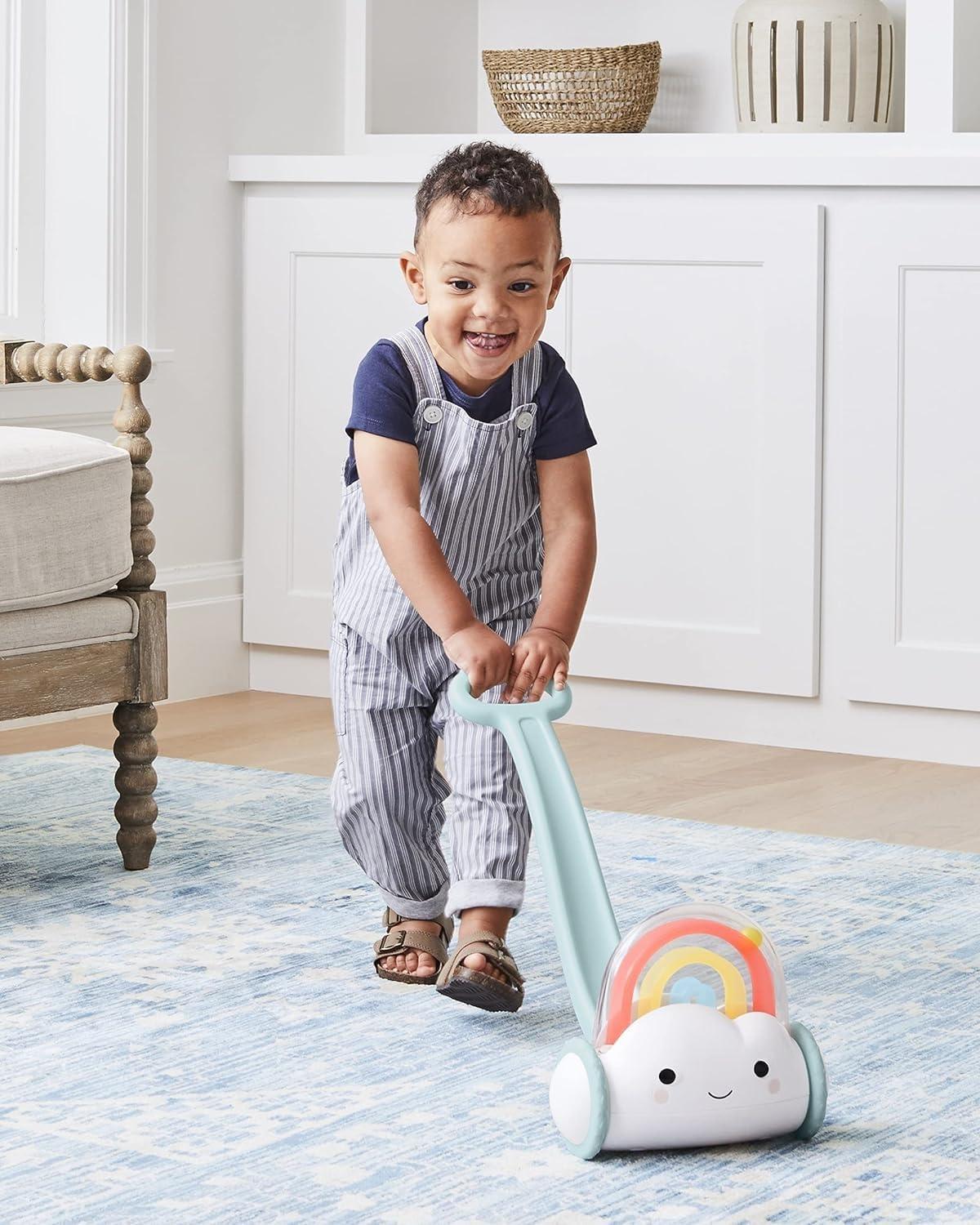 Silver Lining Cloud Rainbow Baby Push Toy with Popping Balls