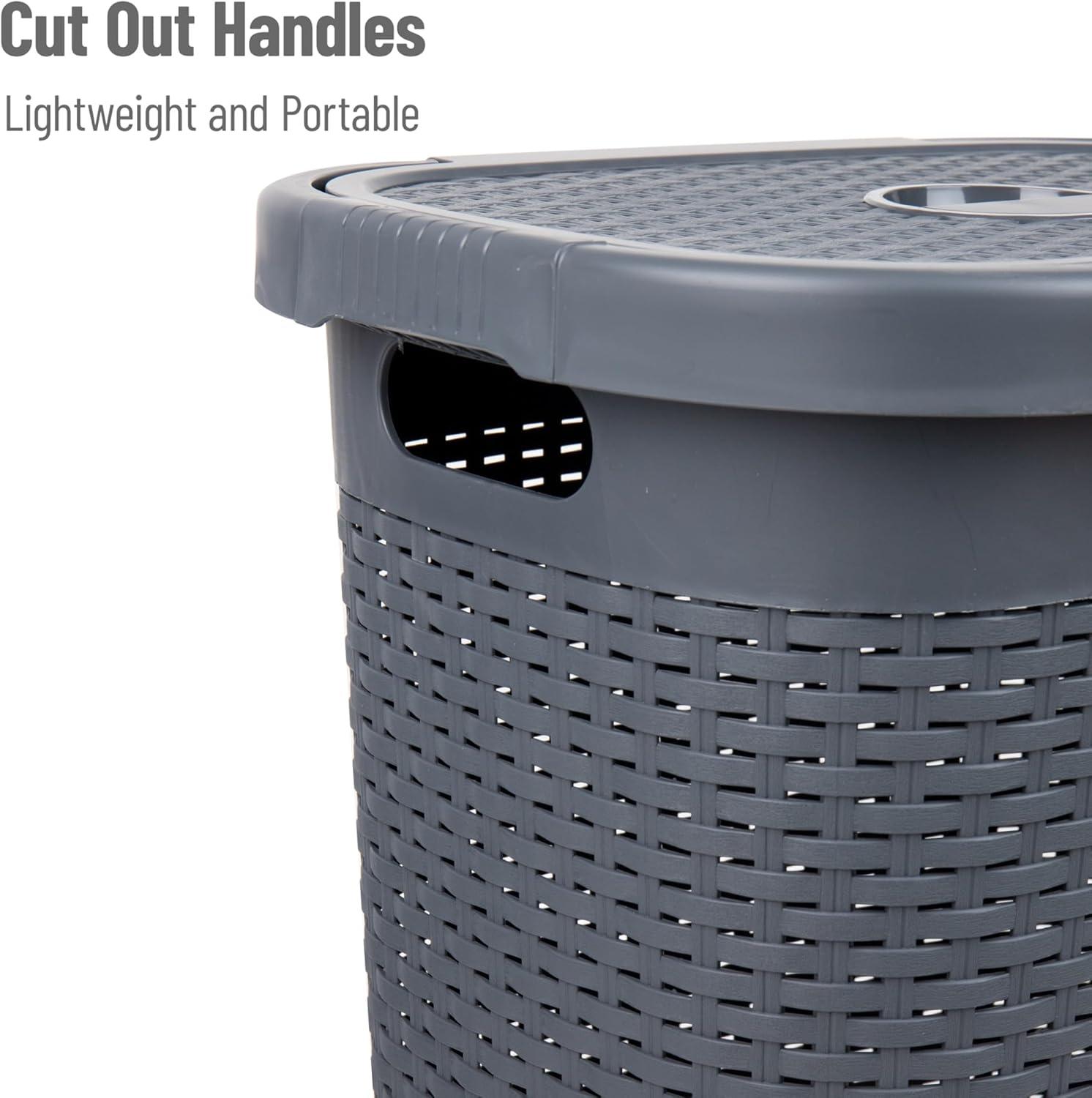 Mind Reader Mind Reader 50L Slim Laundry Hamper, Clothes Basket, Lid, Plastic