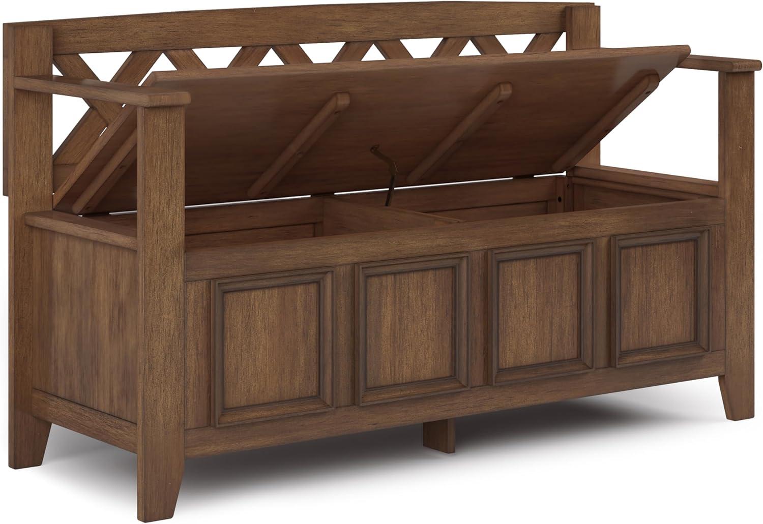 Simpli Home Amherst 48"W Solid Wood Entryway Storage Bench with Lift-Top Lid and Dual Compartments & Reviews | Wayfair