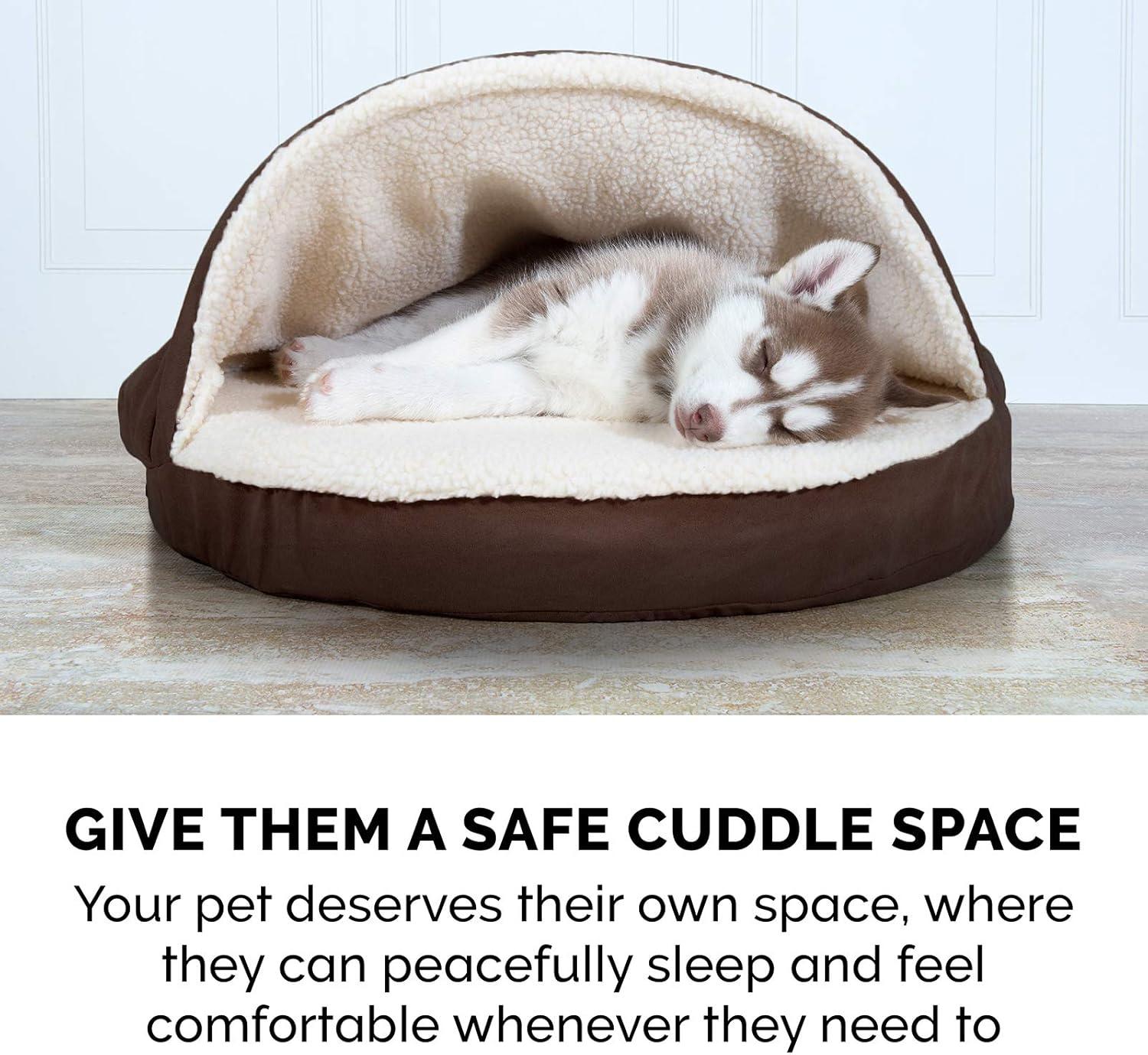 FurHaven Faux Sheepskin Round Hooded Orthopedic Dog Bed