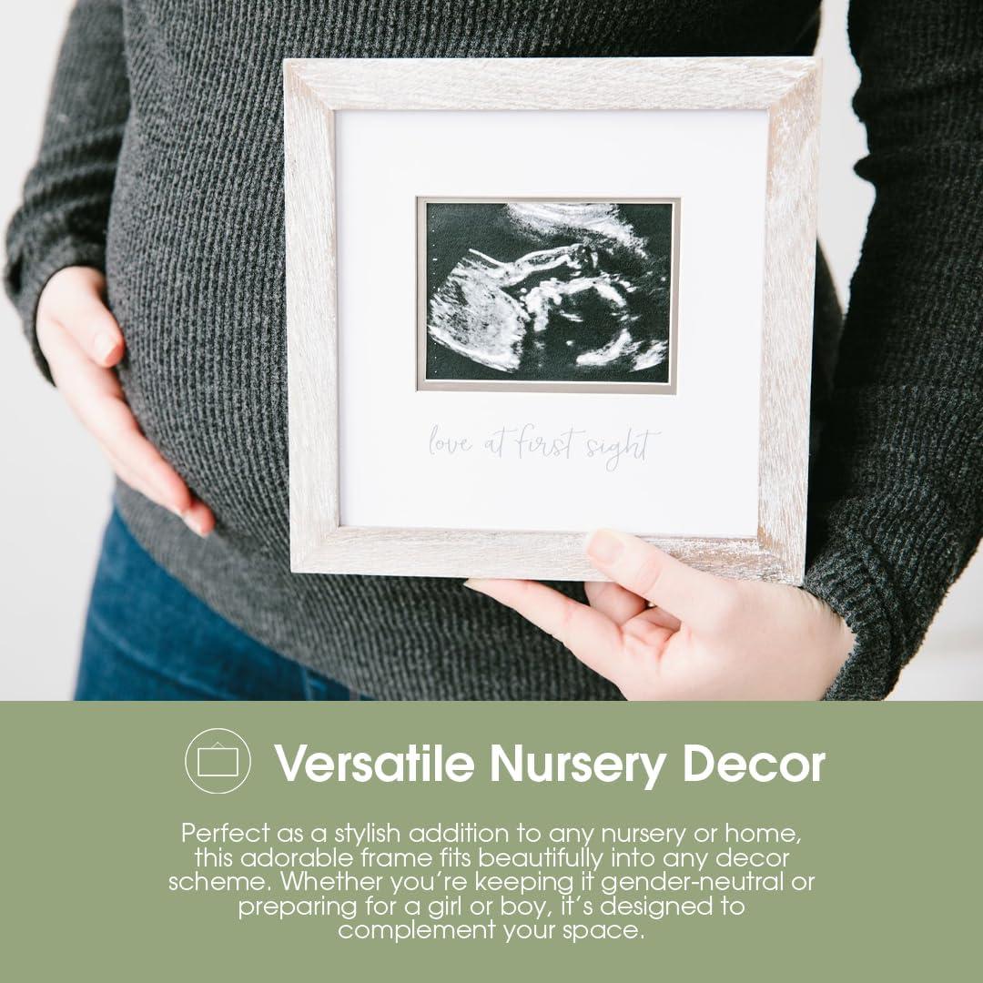 Pearhead Love at First Sight Sonogram Picture Frame - Rustic White