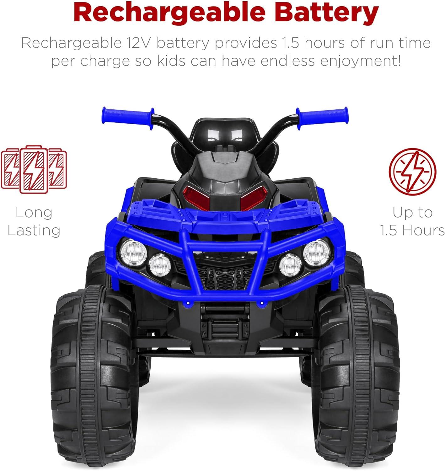 Best Choice Products 12V Kids Ride-On ATV Quad w/ Bluetooth, 3.7mph Max, Treaded Tires, LED Lights, Radio