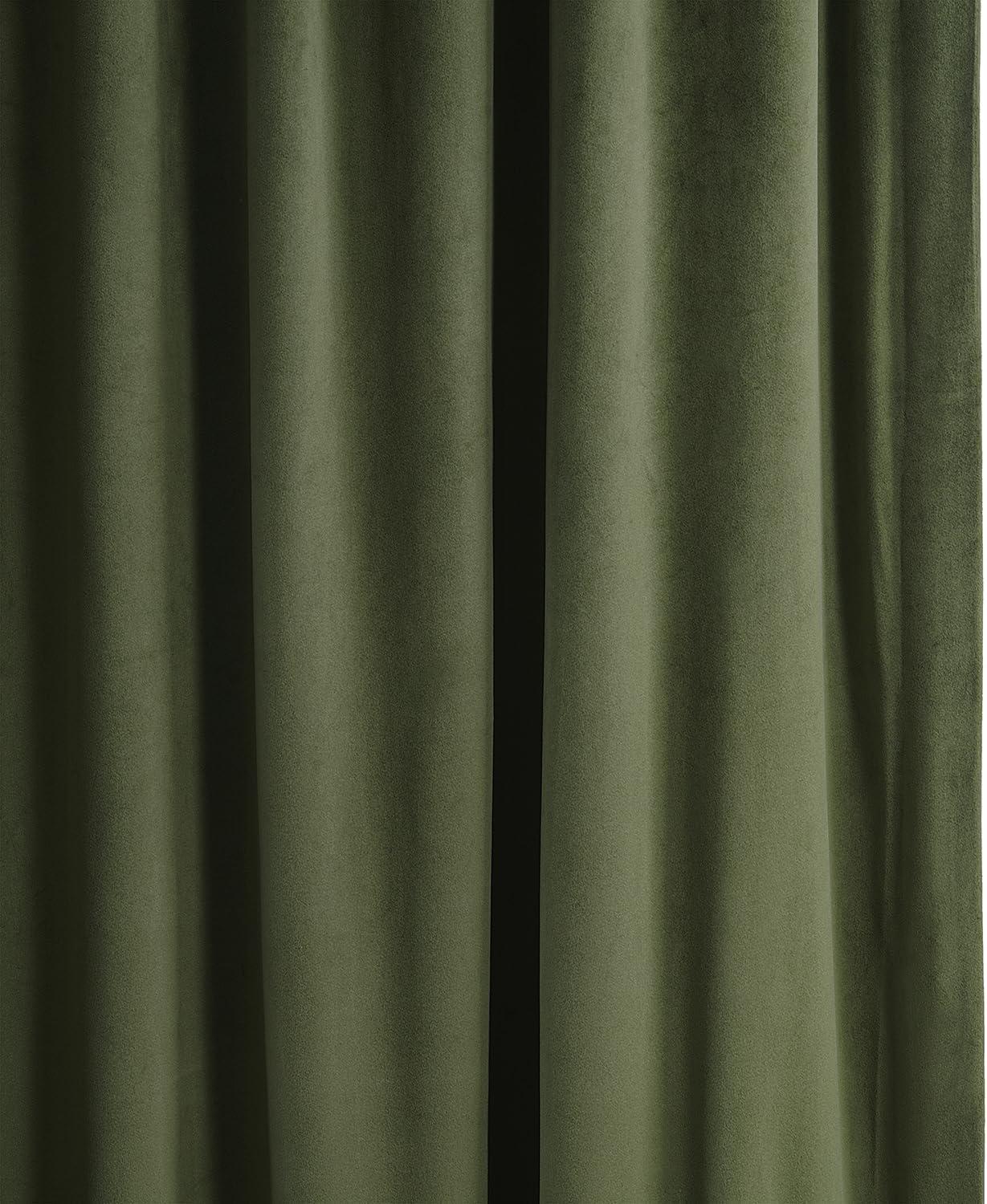 Half Price Drapes Signature Hunter Green Velvet Blackout Curtains For Bedrooms (1 Panel), 50WX 84L