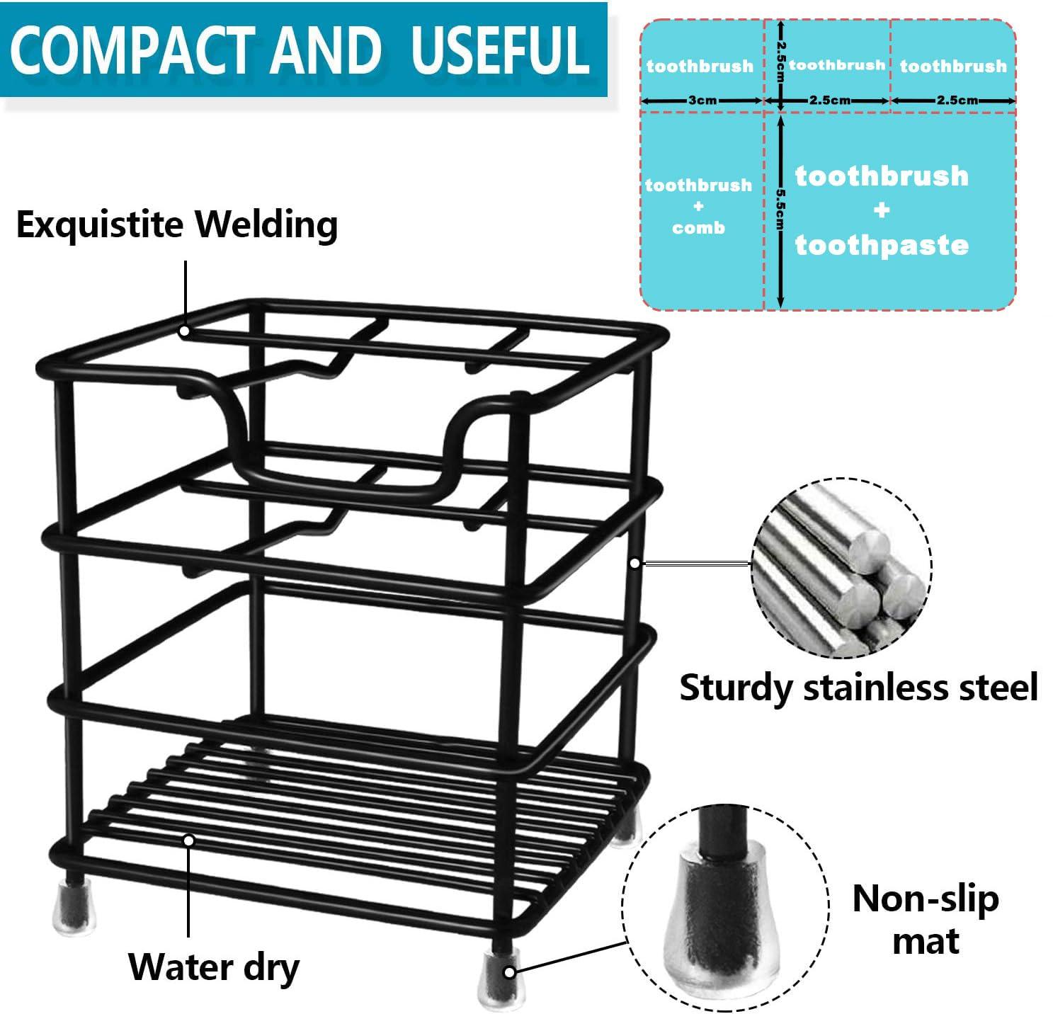 HYRIXDIRECT Toothbrush Holders for Bathrooms Stainless Steel Rustproof Toothbrush and Toothpaste Holder Organizer Tooth Brush Storage Stand