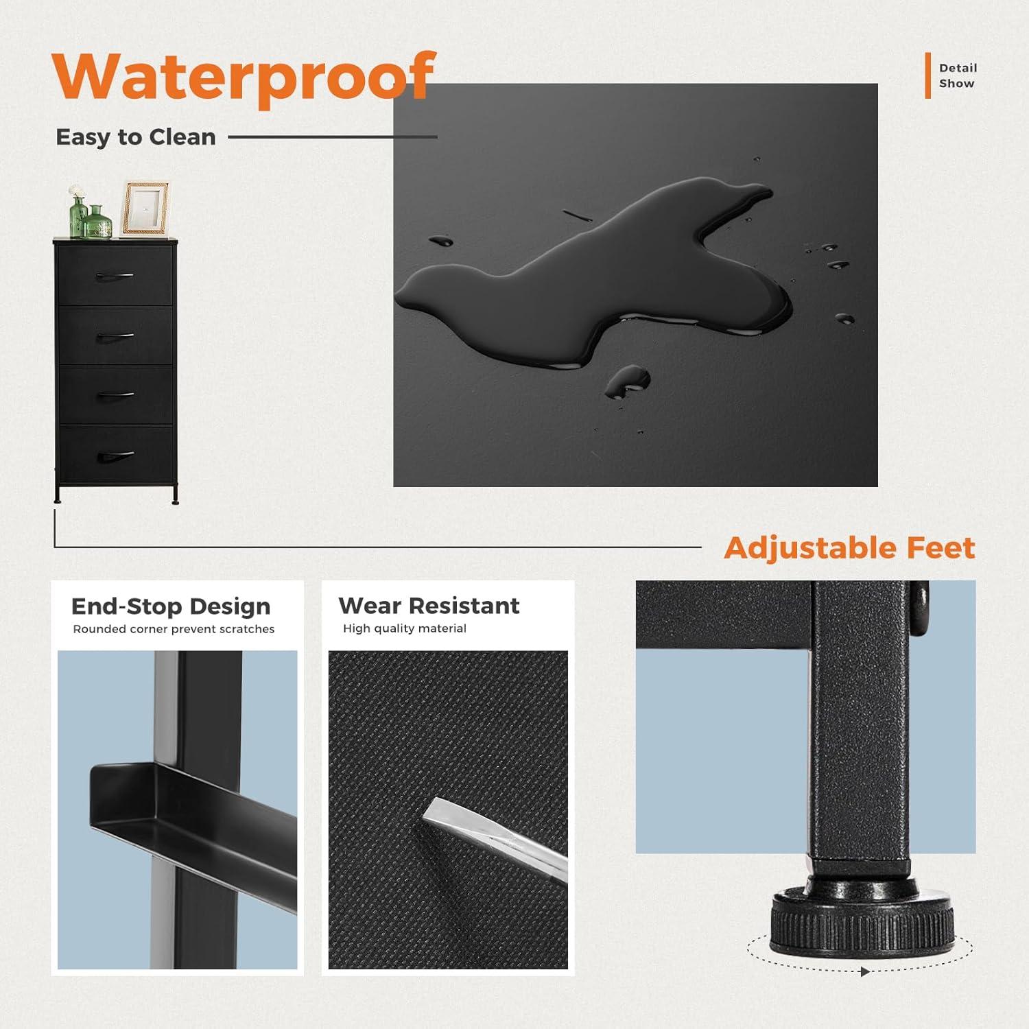 Dresser, Dresser for Bedroom Drawer Organizer Storage Drawers, Fabric Storage Tower with 8 Drawers, Chest of Drawers with Steel Frame, Wood Top for Nursery, Living Room, Closet