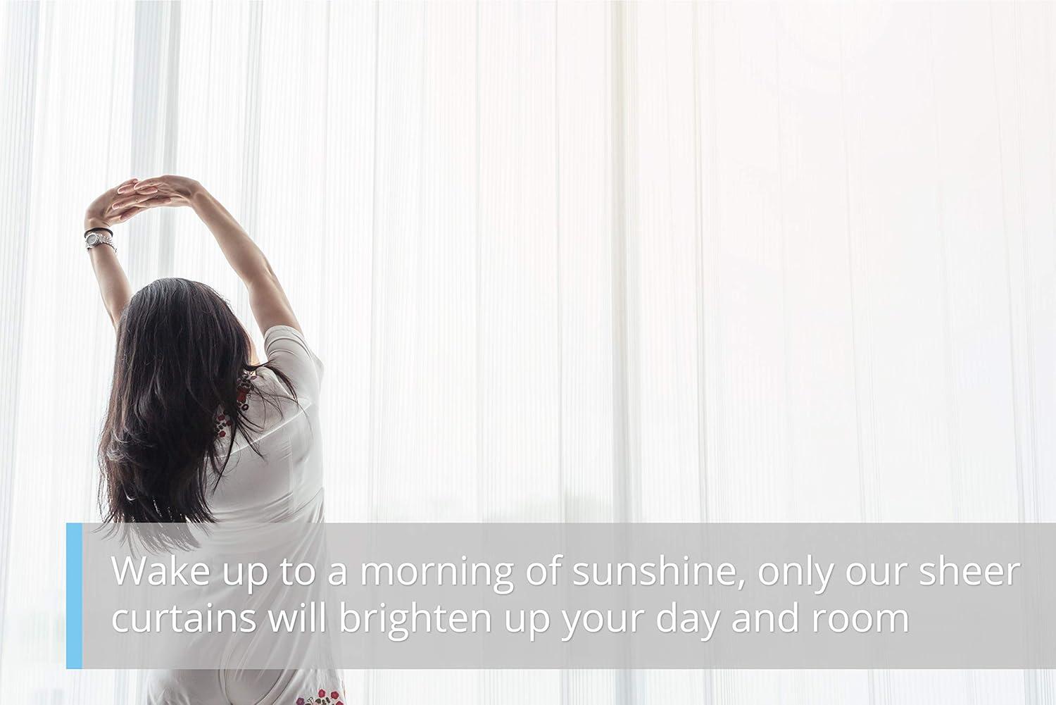 HLC.ME Semi Sheer Voile Light Filtering Transparent Window Curtain Grommet Panels - Set of 2 - Silver, 54 W x 84 L