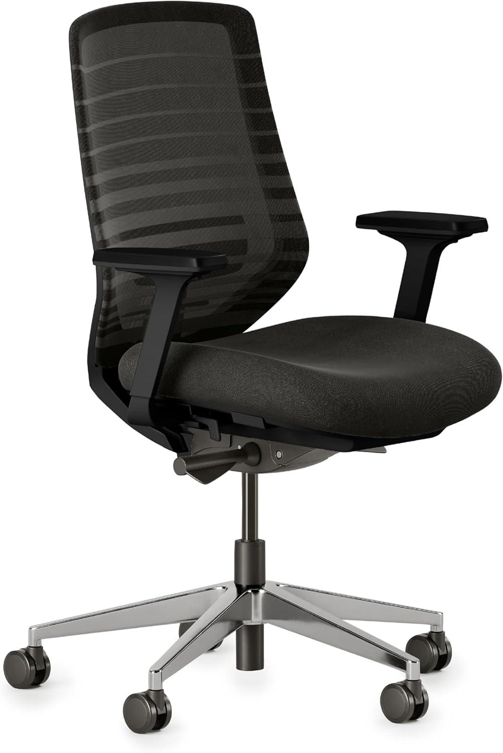 Black Mesh Swivel Ergonomic Task Chair with Adjustable Lumbar Support