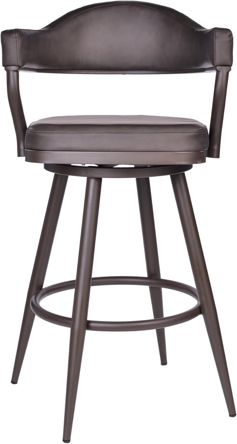 Armen Living Justin Modern 30" Faux Leather Bar Stool in Brown