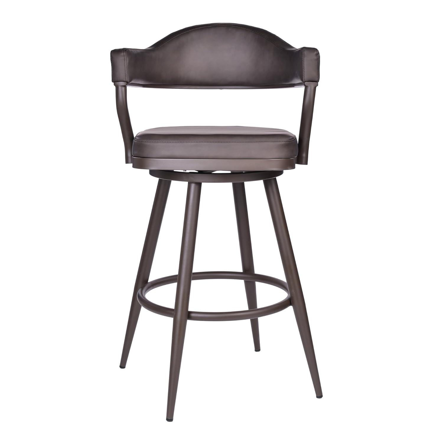 Armen Living Justin Modern 26" Faux Leather Swivel Counter Stool in Brown