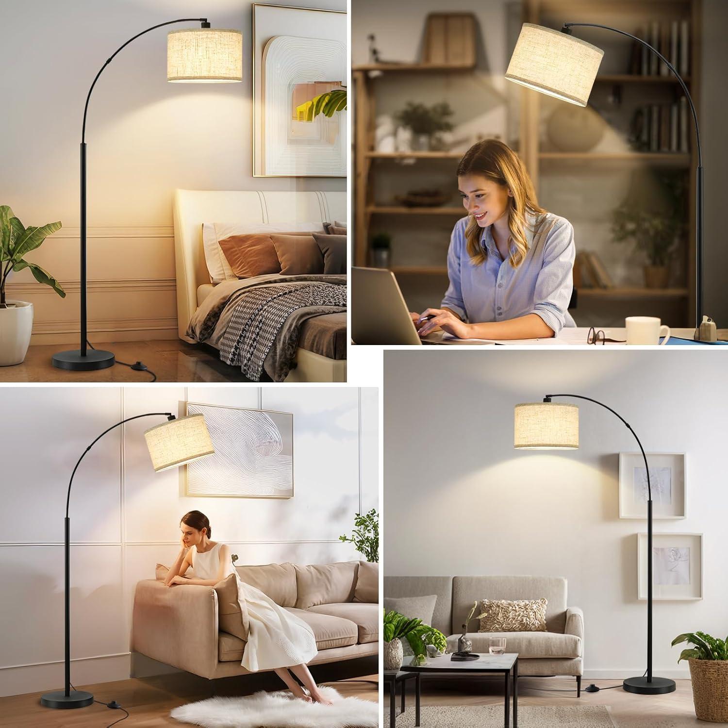 Mercer41 Vondal Arc Floor Lamps for Living Room Lighting, Modern Arched Lamp with Foot Switch