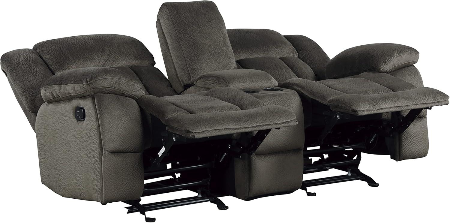 Chocolate Microfiber Reclining Loveseat with Cup Holder