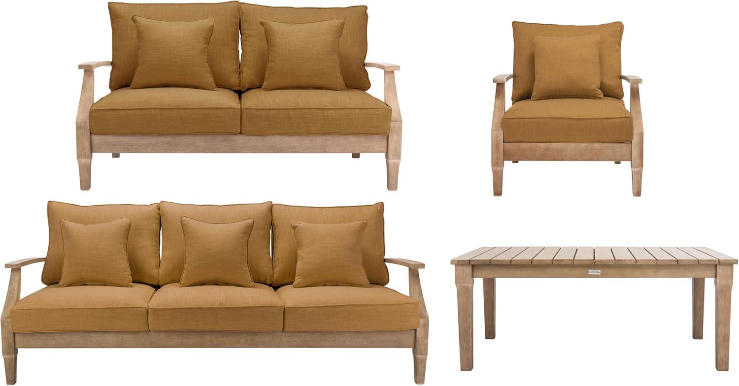 SAFAVIEH Couture Martinique Coastal Eucalyptus Wood Solid Armchair, Natural/Grey