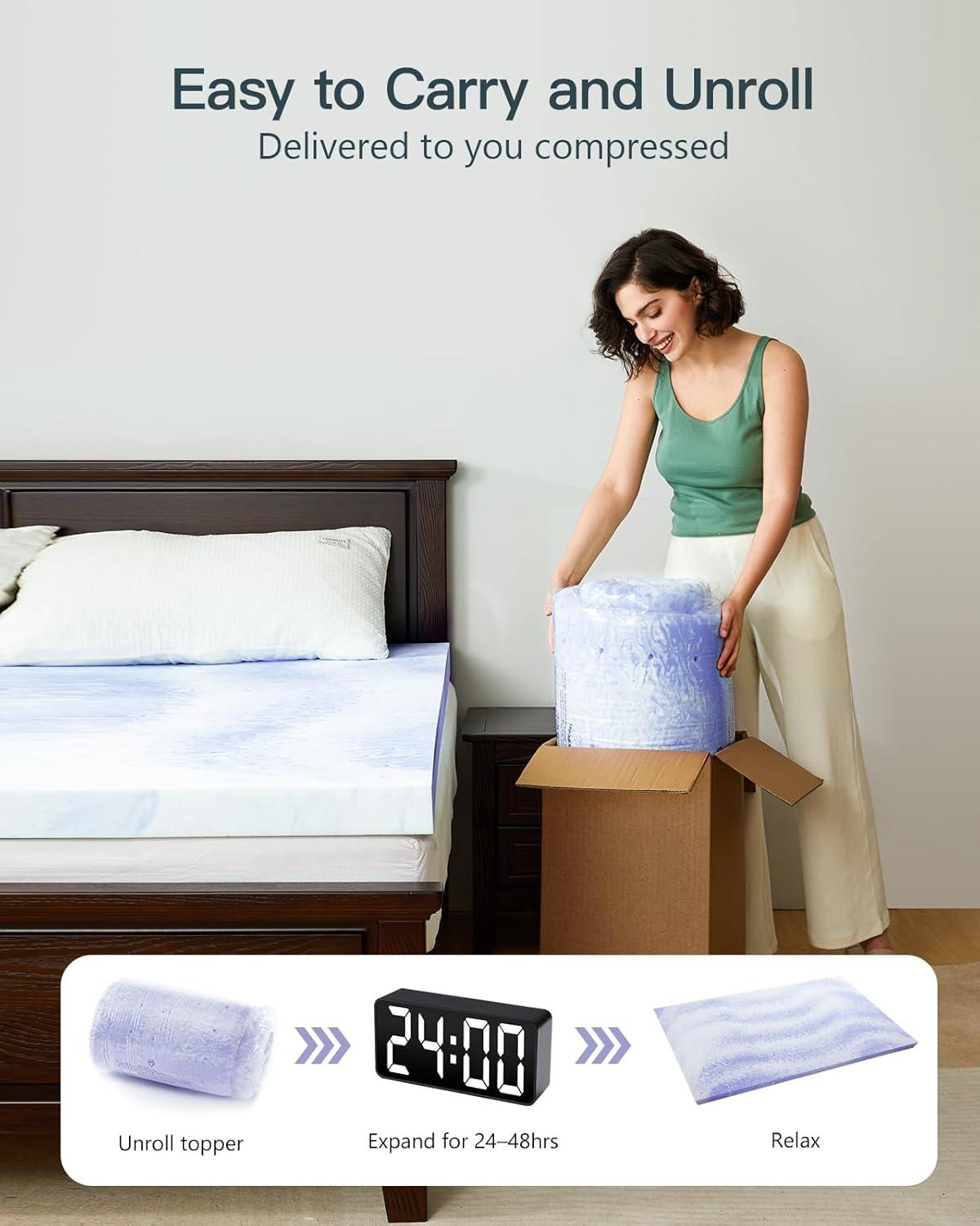 Queen Size Cooling Gel Memory Foam Mattress Topper