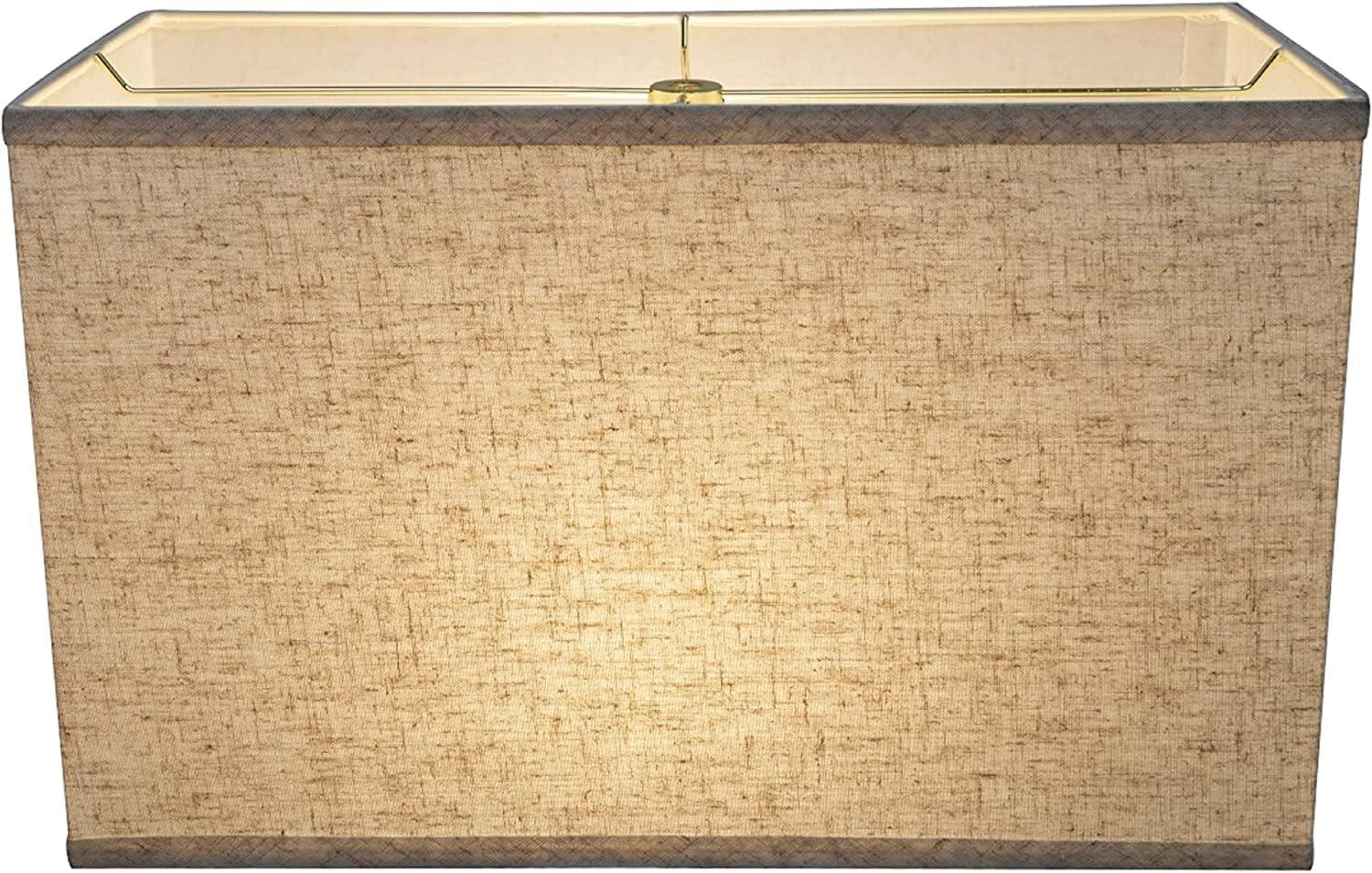 Beige Rectangular Linen Hardback Spider Lamp Shade