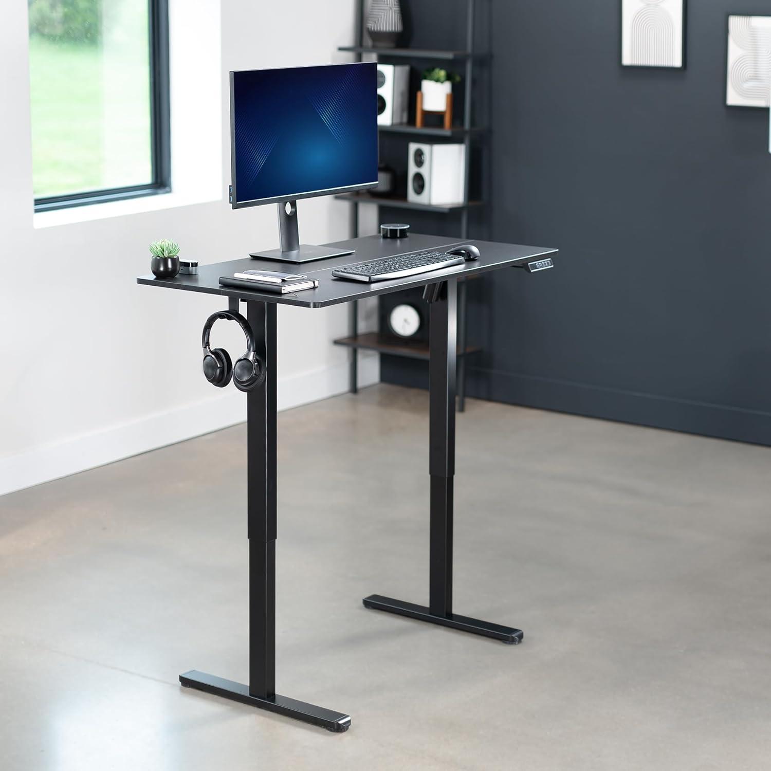 Black Adjustable Electric Standing Desk with Memory Controller