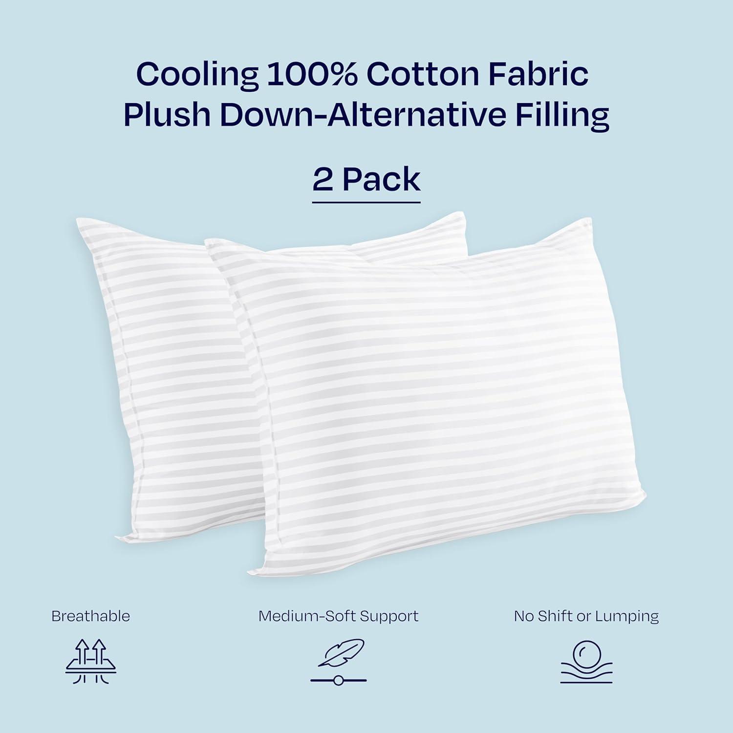 California Design Den Comfort Bed Pillows Standard Size set of 2, Cooling Luxury Hotel Pillows, for Back, Stomach, Side Sleepers 20 x 26 Inches