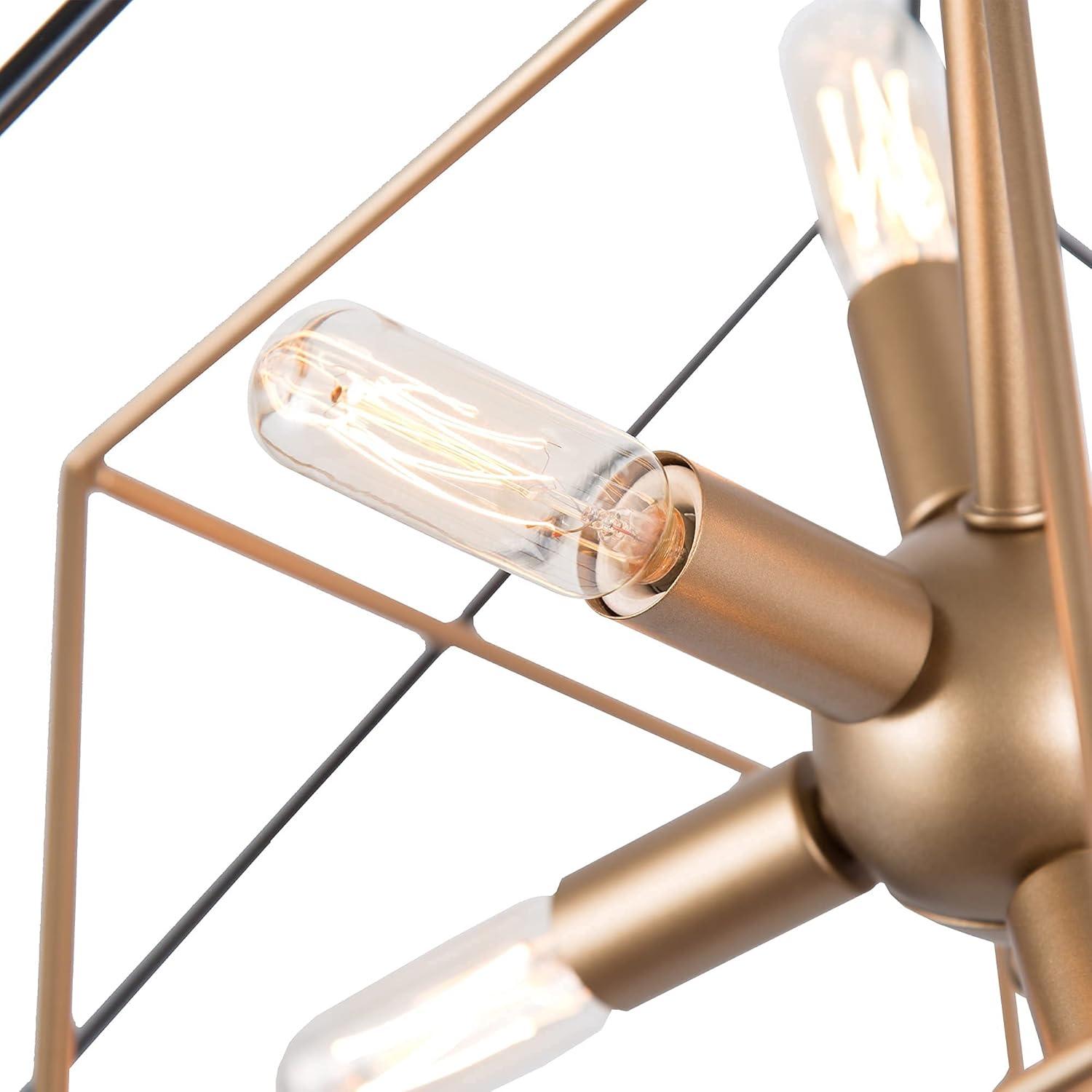 Gold and Black Geometric Cube Sputnik Chandelier