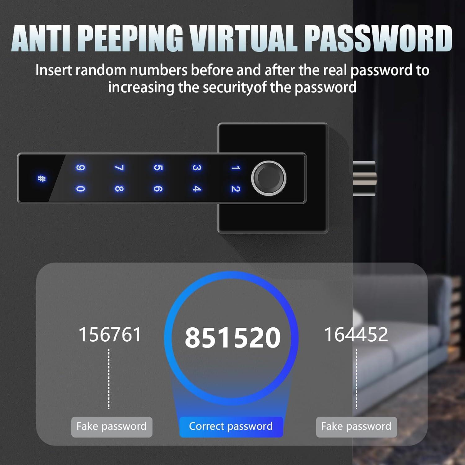 Black Biometric Keyless Entry Door Lock with Passcode Keypad