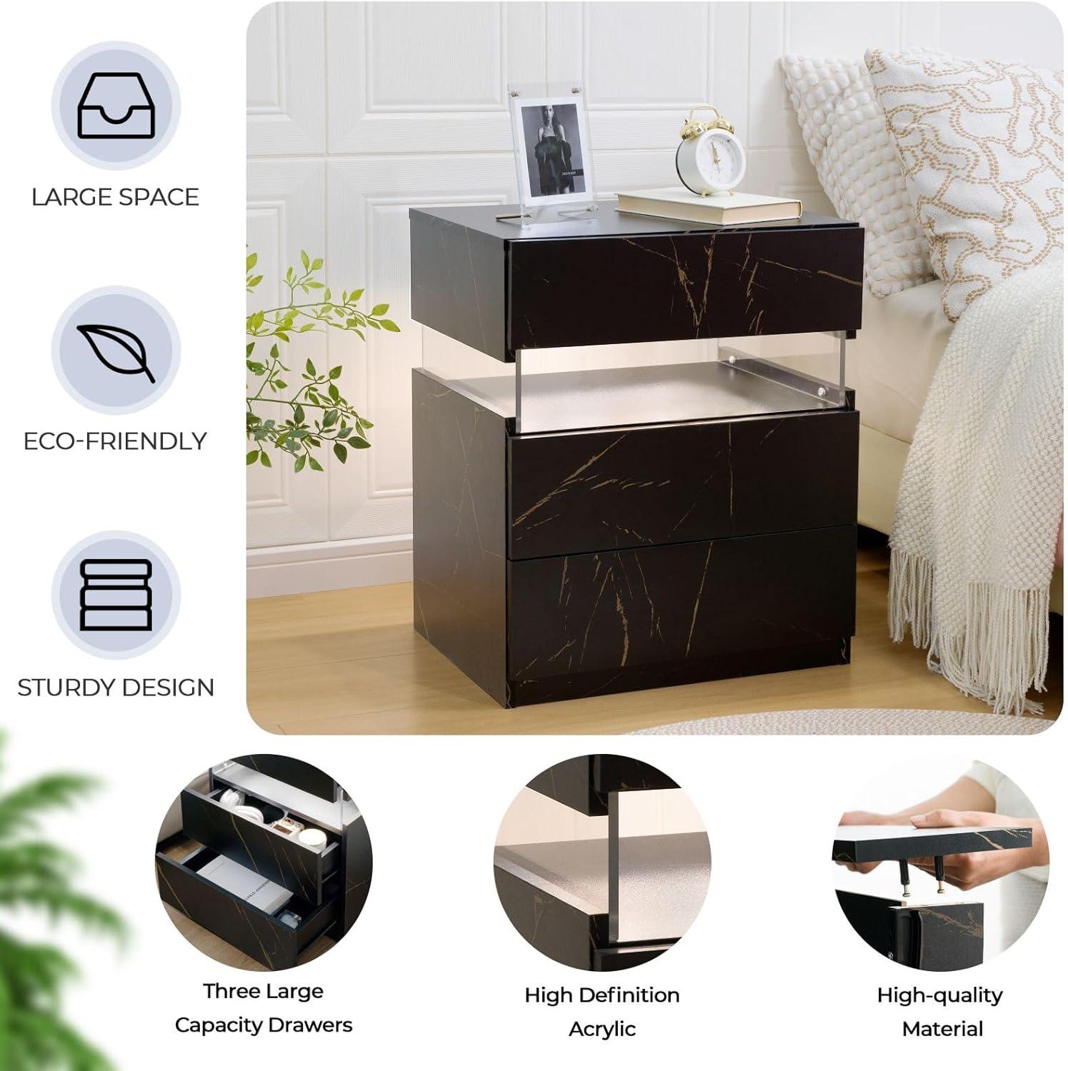 Ivy Bronx Nightstands set of 2 LED Night Stand (Set of 2)