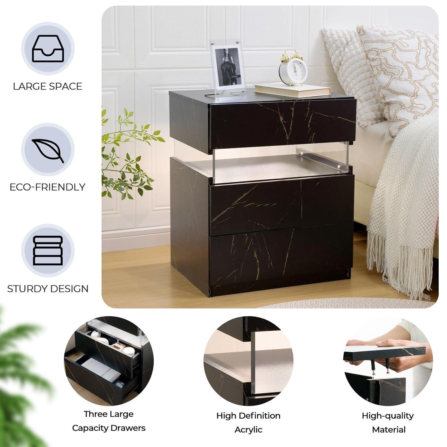 Ivy Bronx Nightstands set of 2 LED Night Stand (Set of 2)