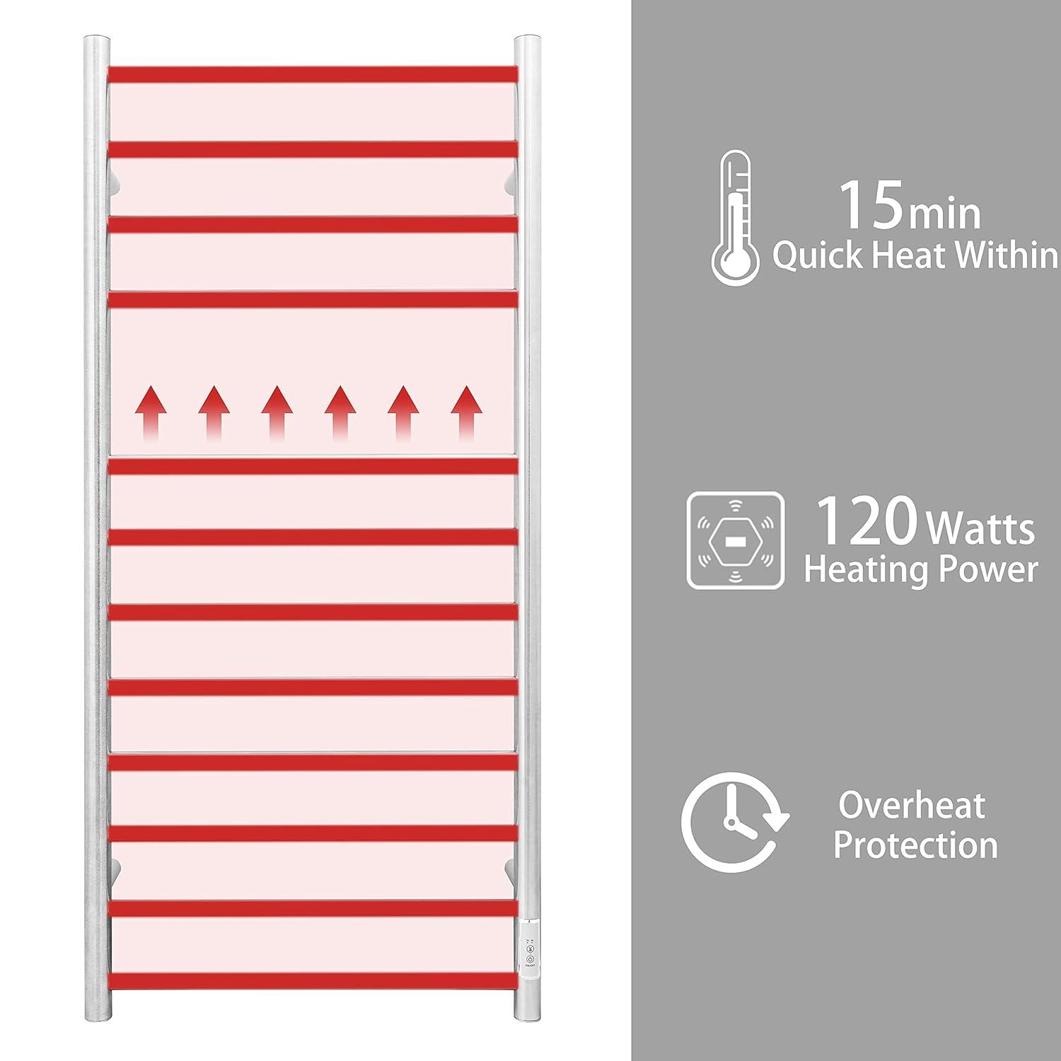 Stainless Steel Wall Mounted Electric Towel Warmer with Timer