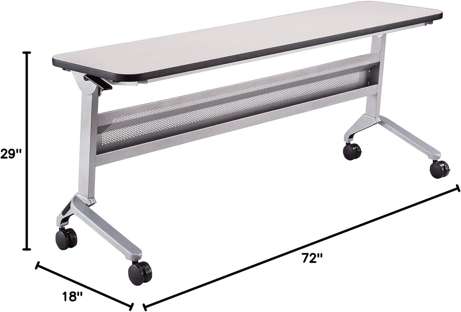 Folkstone Gray 18 x 72 Rectangular Training Table with Black Base