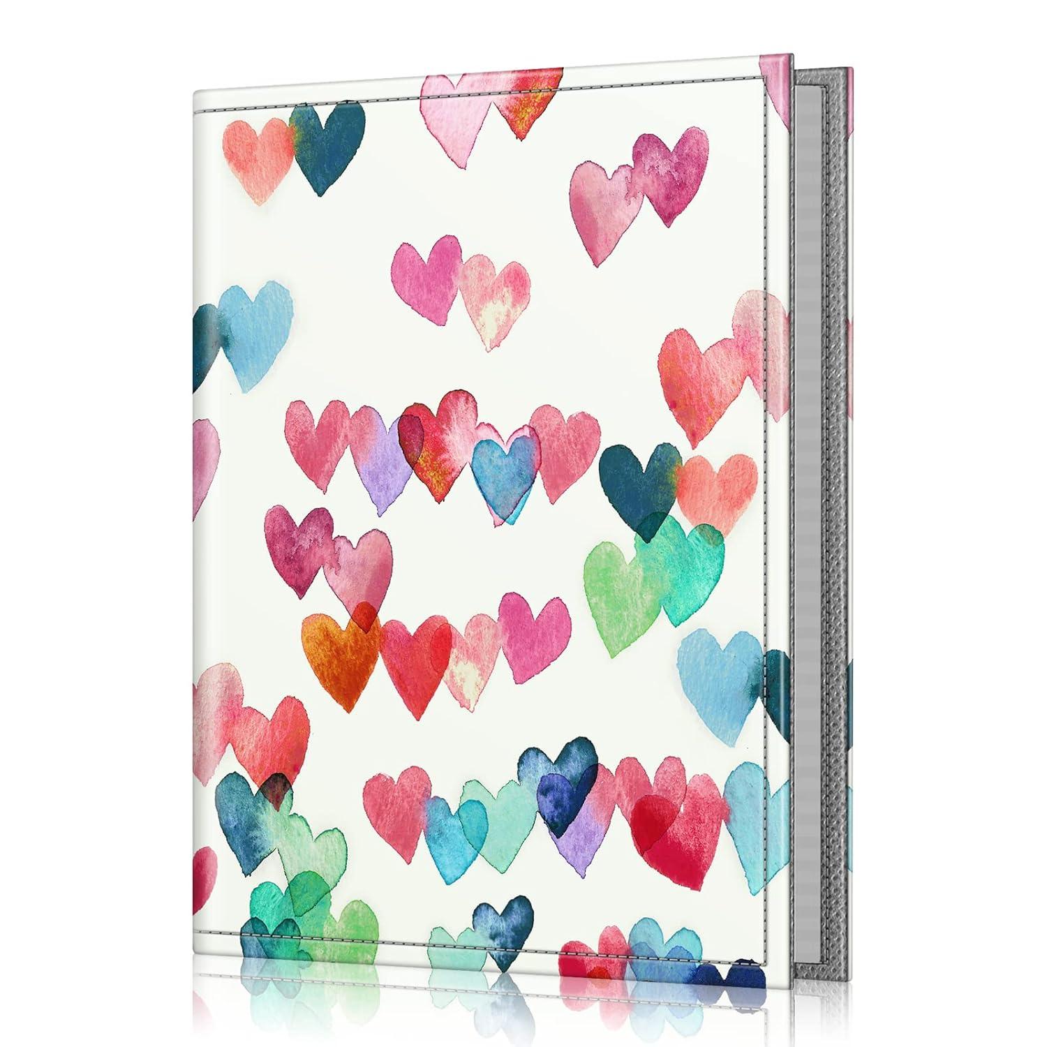 Fintie Photo Album 4x6 Photos, 52 Photos Small Mini Capacity Premium Vegan Leather Cover Photo Album, Portable Wallet Photo Album for Family Wedding Boys Girls, Raining Hearts