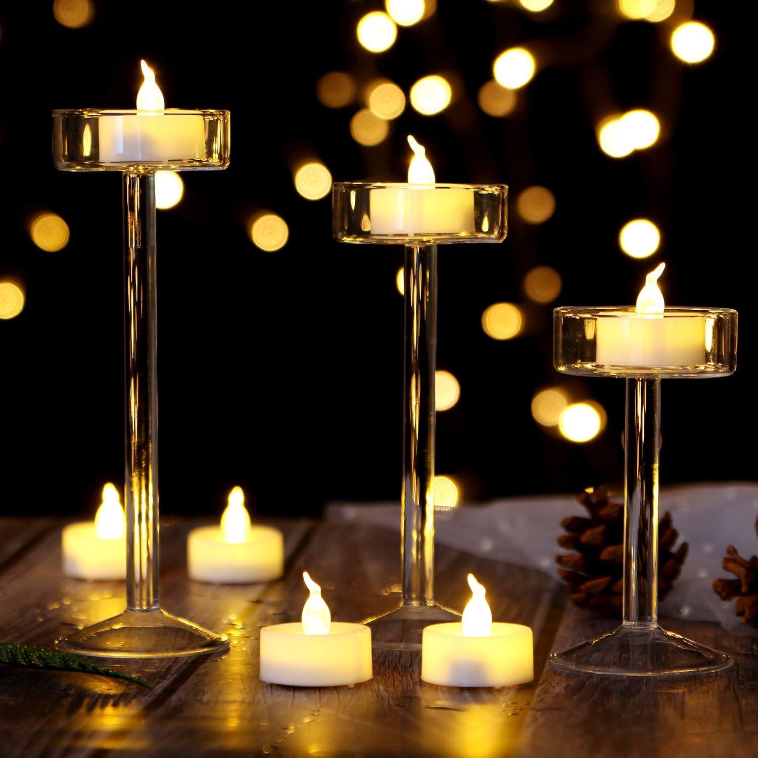 Timer Flickering Tea Lights 24pcs Flickering LED Candles with Timer Battery Operated Flameless Tealight (Warm White)